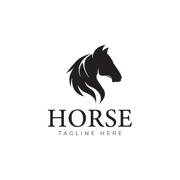 Ilustración de logotipo de silueta de cabeza de caballo negro