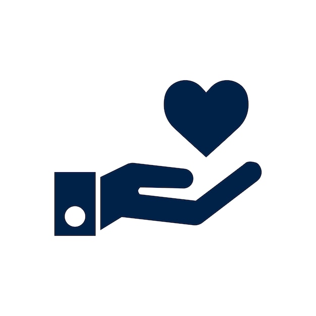 Ilustración del logotipo del símbolo de San Valentín con el icono de la mano y el corazón