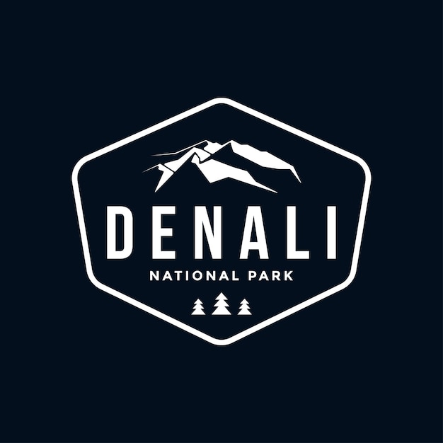 Ilustración de logotipo simple de Mount McKinley Parche del emblema del parque nacional de Denali