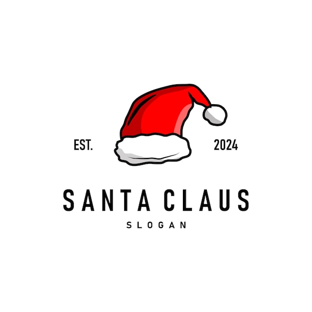 Ilustración del logotipo del sombrero de Santa celebración de Navidad decoración plantilla simple