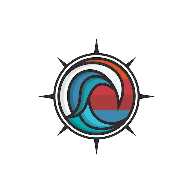 Ilustración de logotipo de surf feliz