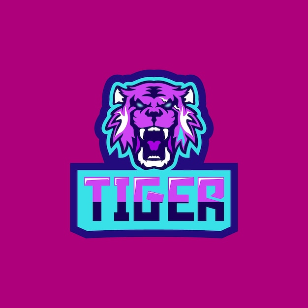 Vector ilustración del logotipo del tigre de fondo rosa