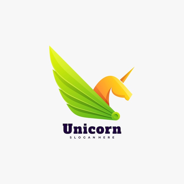 Ilustración de logotipo Unicornio estilo colorido degradado.