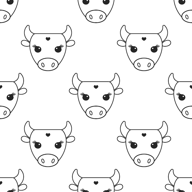 Ilustración de logotipo de vaca monocromo