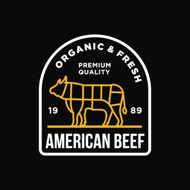 Ilustración de logotipo de vector de carne de vacuno