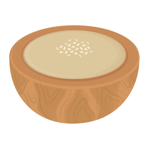 Ilustración del logotipo de Vector Clipart Tahini Paste en un cuenco de madera