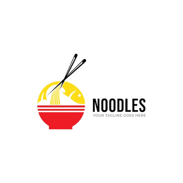 Ilustración de logotipo de vector de fideos de tazón rojo. la ilustración adecuada para cualquier negocio.