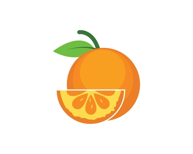 Ilustración de logotipo de vector de icono de fruta naranja