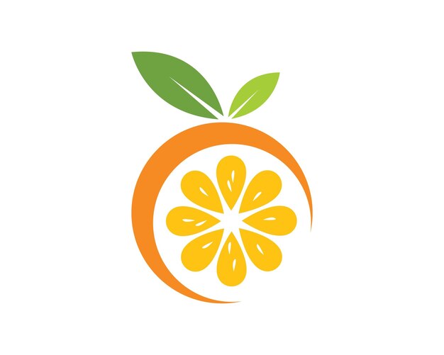Ilustración de logotipo de vector de icono de fruta naranja
