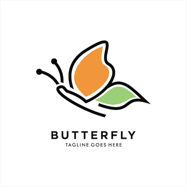 Ilustración de logotipo de vector simple de plantilla de logotipo de mariposa abstracta