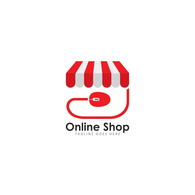 Ilustración de logotipo de vector de tienda en línea
