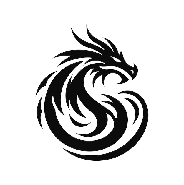 Vector una ilustración de logotipo vectorial de alta calidad que representa un majestuoso dragón ideal para el tatuaje