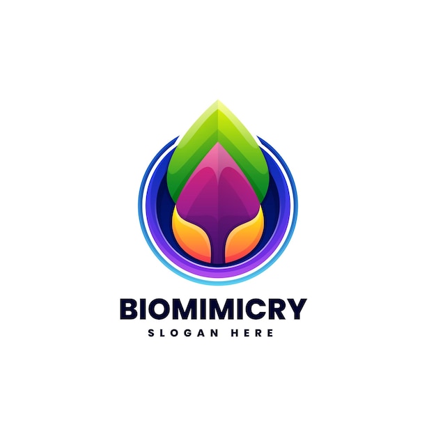 Ilustración de logotipo vectorial biomimetismo estilo colorido degradado