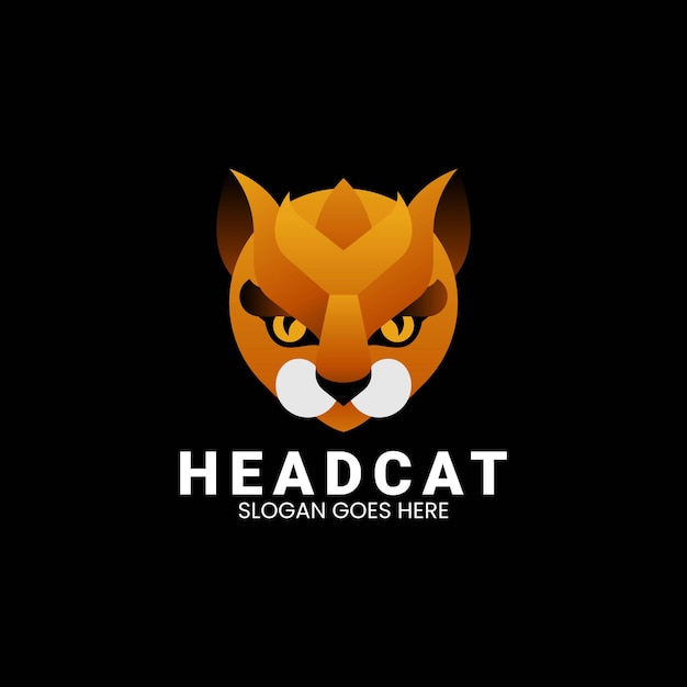 Ilustración del logotipo vectorial Cabeza Gato Gradiente Estilo colorido
