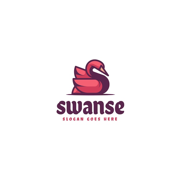 Ilustración Logotipo Vectorial Cisne Estilo Mascota Simple