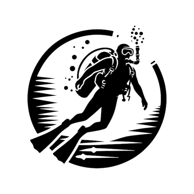 Ilustración del logotipo vectorial del conductor de buceo
