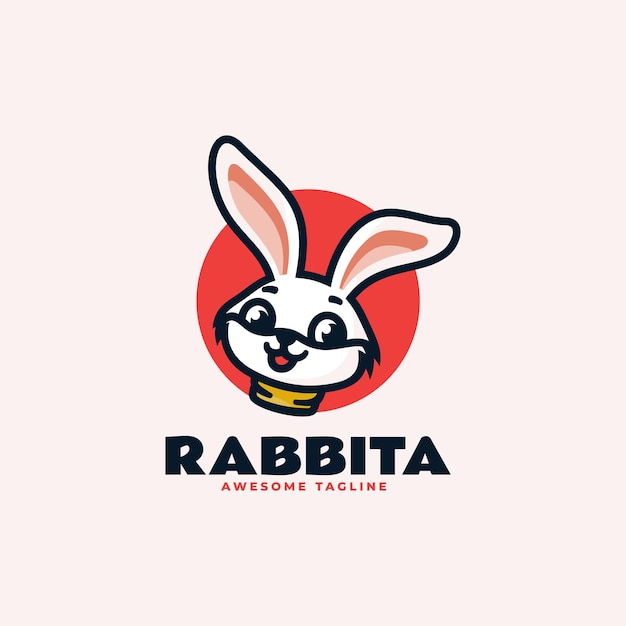 Ilustración del logotipo vectorial Conejo Mascota Estilo de dibujos animados