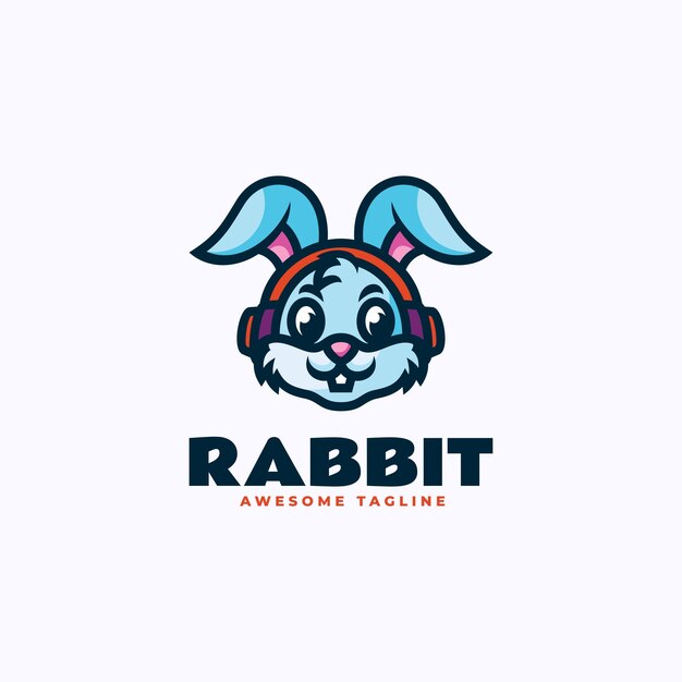Ilustración del logotipo vectorial Conejo Mascota Estilo de dibujos animados