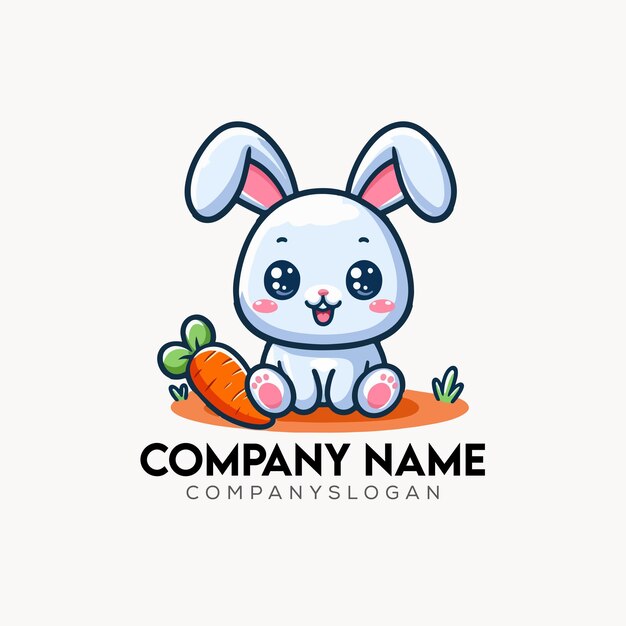 Ilustración del logotipo vectorial Conejo Mascota Estilo de dibujos animados