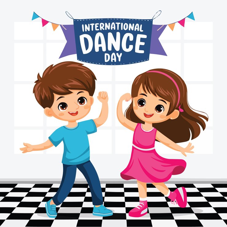 Vector ilustración del logotipo vectorial del día internacional de la danza cartel o pancarta de las redes sociales sobre fondo blanco