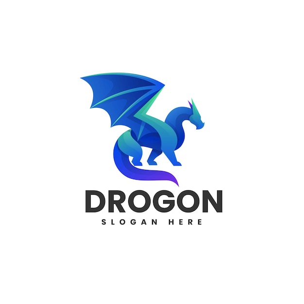 Ilustración del logotipo vectorial Dragón Gradiente Estilo colorido