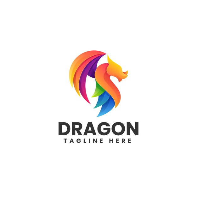 Ilustración del logotipo vectorial Dragón Gradiente Estilo colorido