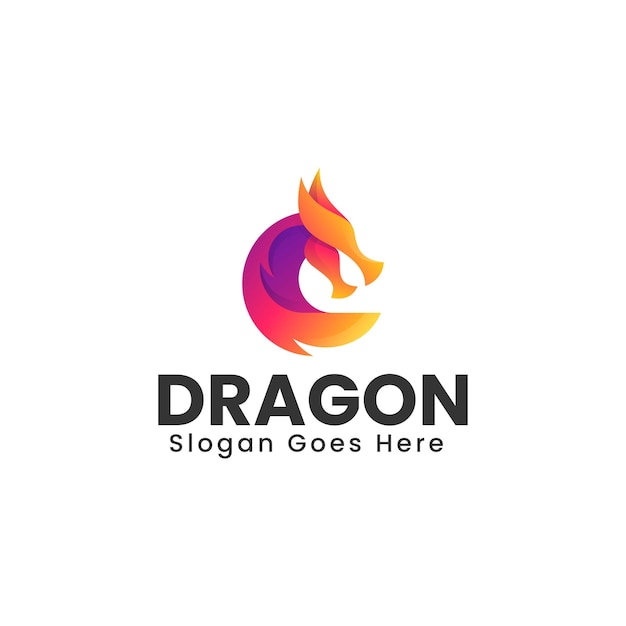 Ilustración del logotipo vectorial Dragón Gradiente Estilo colorido