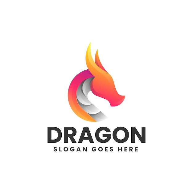 Ilustración del logotipo vectorial Dragón Gradiente Estilo colorido