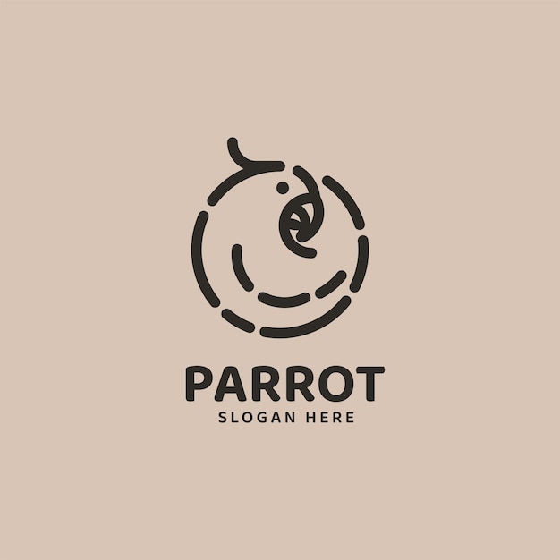 Ilustración de logotipo vectorial Estilo de arte de línea de loro
