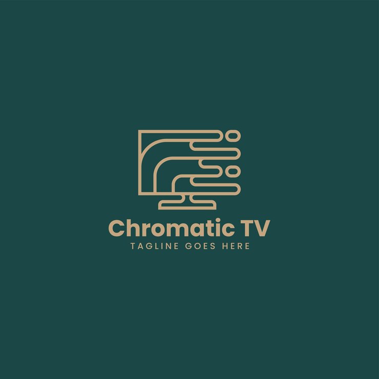 Vector ilustración de logotipo vectorial estilo de arte de línea de tv cromática