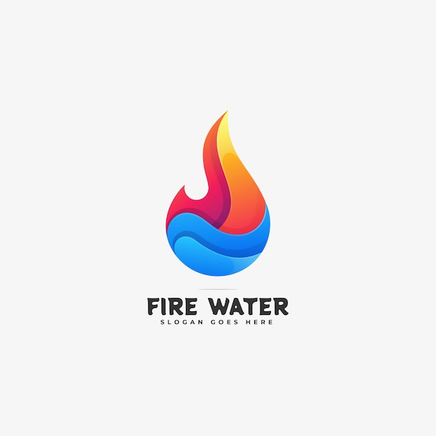 Ilustración logotipo vectorial estilo colorido degradado agua fuego