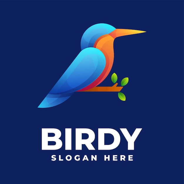 Ilustración De Logotipo Vectorial Estilo Colorido Degradado De Ave
