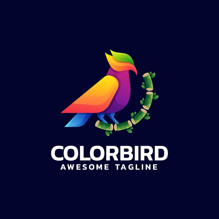 Vector ilustración de logotipo vectorial estilo colorido degradado de ave