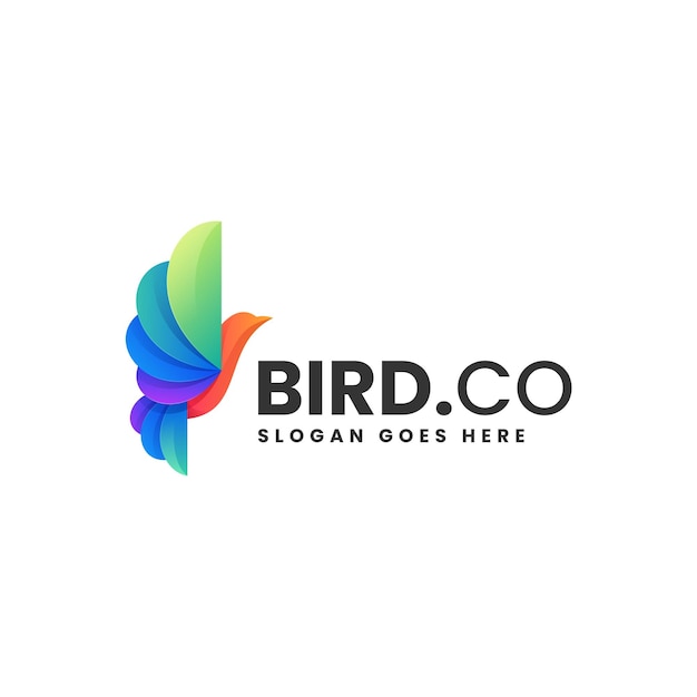 Ilustración De Logotipo Vectorial Estilo Colorido Degradado De Ave
