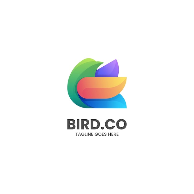 Ilustración De Logotipo Vectorial Estilo Colorido Degradado De Ave