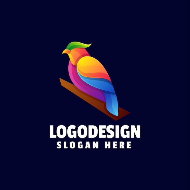 Ilustración De Logotipo Vectorial Estilo Colorido Degradado De Ave
