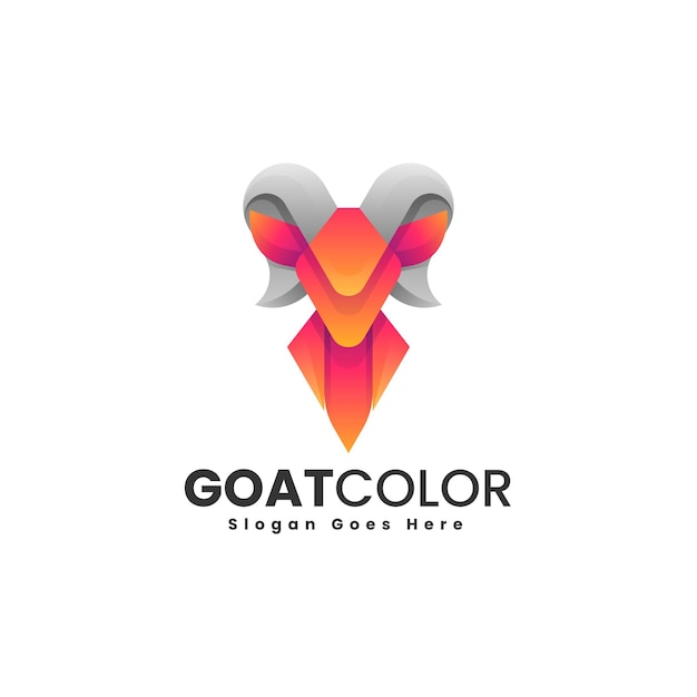 Ilustración De Logotipo Vectorial Estilo Colorido Degradado De Cabra