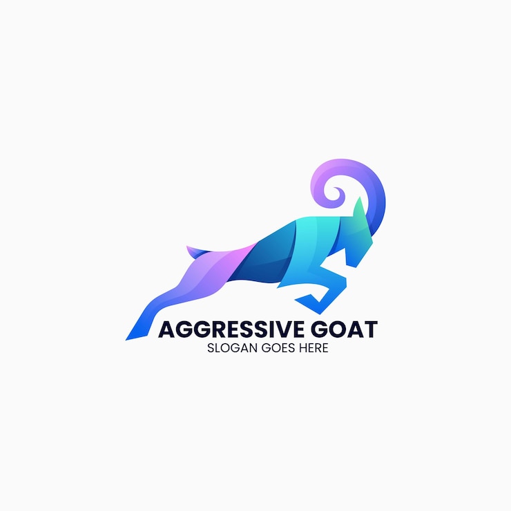 Vector ilustración de logotipo vectorial estilo colorido degradado de cabra