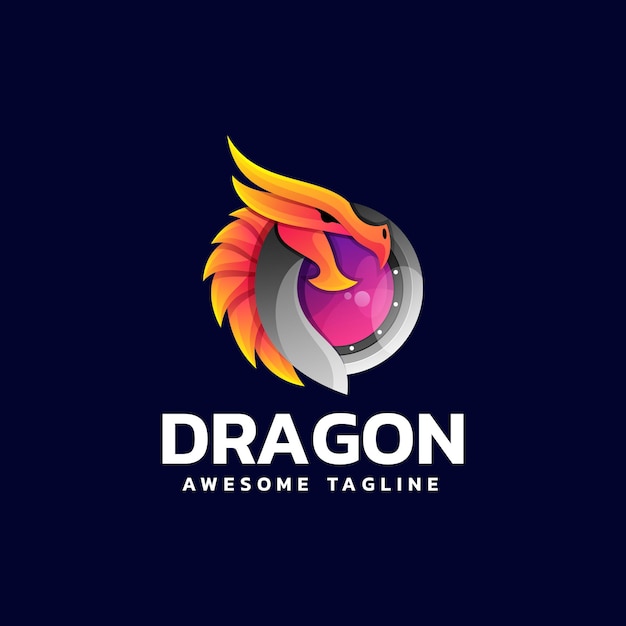 Ilustración del logotipo vectorial Estilo colorido degradado de dragón.