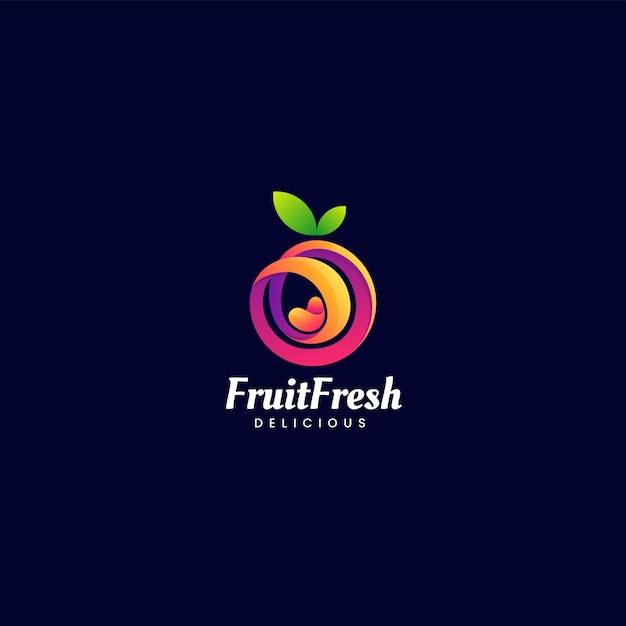 Ilustración Logotipo Vectorial Estilo Colorido Degradado Fresco Fruta