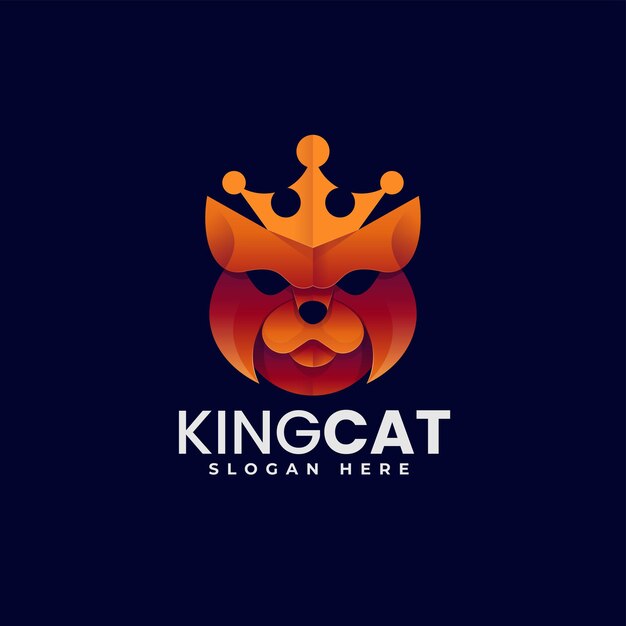 Ilustración de logotipo vectorial Estilo colorido degradado de gato rey.