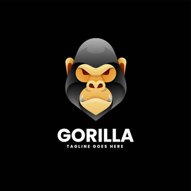 Ilustración Logotipo Vectorial Estilo Colorido Degradado Gorila