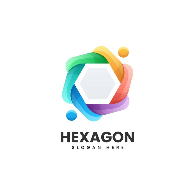 Ilustración De Logotipo Vectorial Estilo Colorido Degradado Hexágono