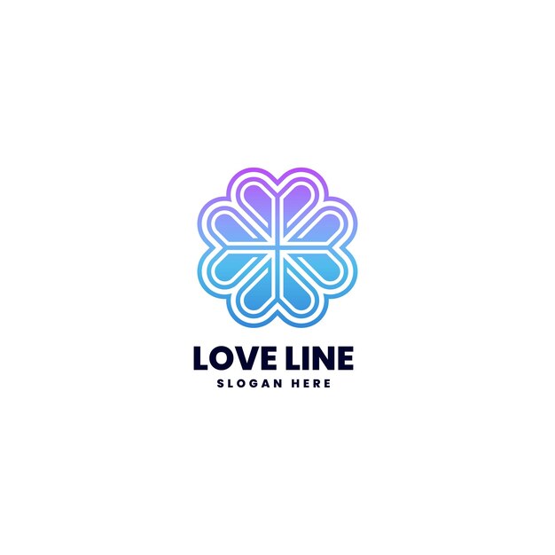 Ilustración de logotipo vectorial estilo colorido degradado de línea de amor