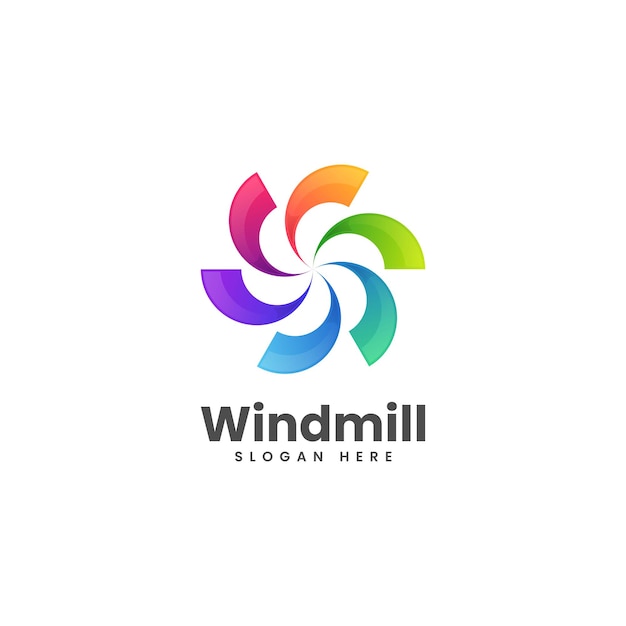 Ilustración de logotipo vectorial Estilo colorido degradado de molino de viento.