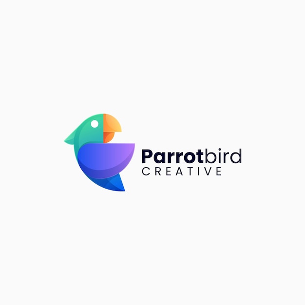 Ilustración Logotipo Vectorial Estilo Colorido Degradado Pájaro Loro