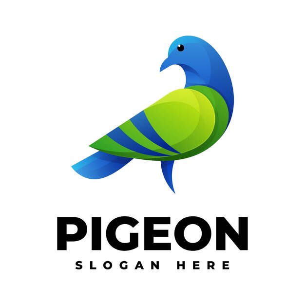 Ilustración del logotipo vectorial Estilo colorido degradado de paloma.