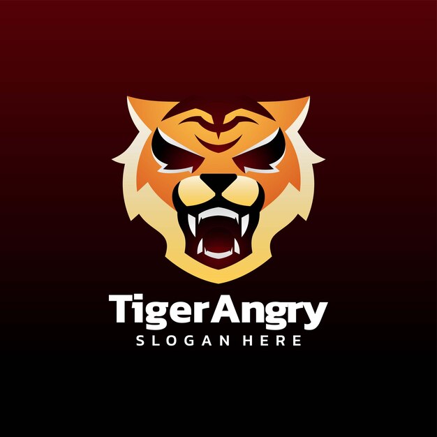 Ilustración del logotipo vectorial Estilo colorido degradado de tigre enojado.