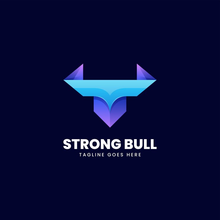 Vector ilustración logotipo vectorial estilo colorido degradado toro fuerte