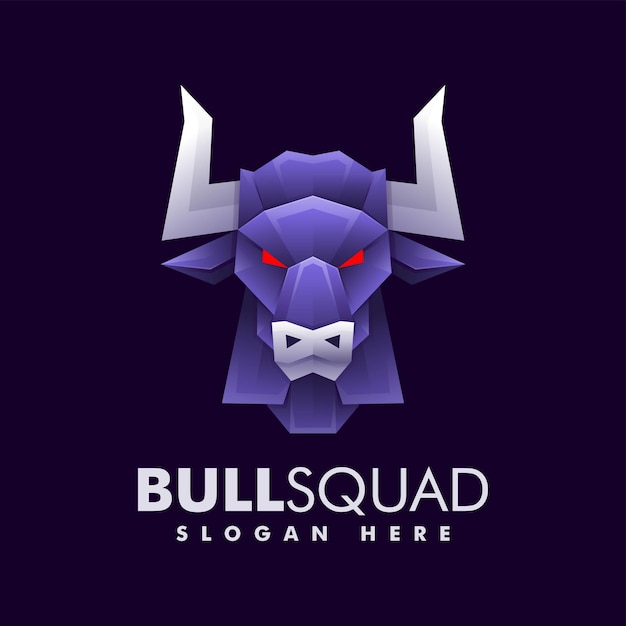 Ilustración Logotipo Vectorial Estilo Colorido Degradado Toro Fuerte
